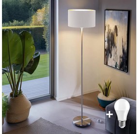 LED stojacia lampa TUNJA 1xE27/20W/230V pr. 38 cm matný chróm/biela