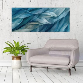 Obraz - Modrobiele vlnky (120x50 cm)