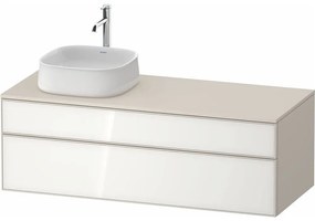 DURAVIT Zencha závesná skrinka pod umývadlo na dosku (umývadlo vľavo), 2 zásuvky, 1300 x 550 x 442 mm, biela/taupe super matná, ZE4822L64830000