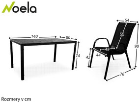 Noela Záhradný jedálenský set Viking L + 6x kovová stolička Ramada