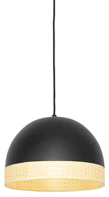 Orientálne závesné svietidlo čierne s ratanom 30 cm - Magna Rotan