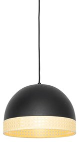 Orientálne závesné svietidlo čierne s ratanom 30 cm - Magna Rotan