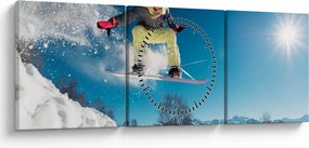 Obraz - Snowboardista (s hodinami) (90x30 cm)