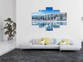 Obraz zamrznutého jazera a zasnežených stromov (150x105 cm)