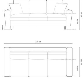 Zelená zamatová rozkladacia/s úložným priestorom pohovka 235 cm Kyoto – Cosmopolitan Design