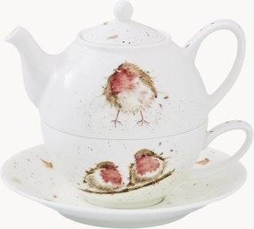 Čajová súprava z jemného kostného porcelánu Robin, 3 ks