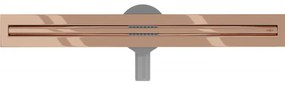 Mexen Flat nerezový sprchový žľab s rotačným 360° sifónom 60 cm, vzor SLIM, ružovo-zlatá, 1641060