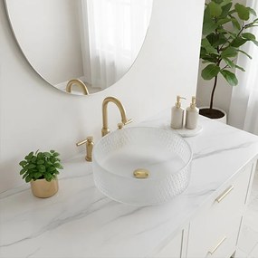BPS-koupelny Sklenené umývadlo na dosku HYD-BRT1-WH-360 36x12 cm, matné