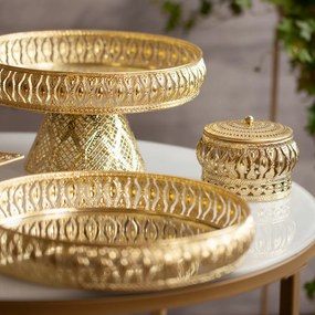 DEKORAČNÝ KOVOVÝ PODNOS GLORI SADA 3 KS 40X30 CM, 35X25 CM, 30X20 CM ZLATÁ