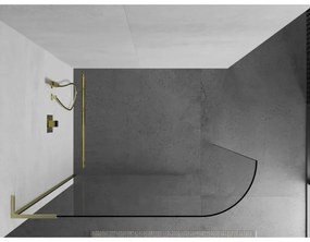 Mexen Kioto L, sprchová zástena Walk-In 80 x 200 cm, 8mm číre sklo, zlatý matný profil, 800-080-103-55-06