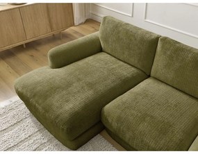 Khaki ženilková rohová pohovka (ľavý roh/s leňoškou) Leonore – Bobochic Paris