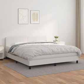 Boxspring posteľ s matracom biela 160x200 cm umelá koža 3141012
