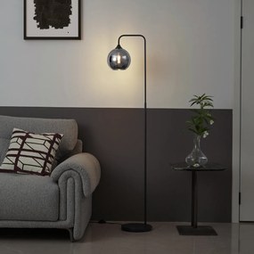 Art Deco stojacia lampa čierna s dymovým sklom - Sandra