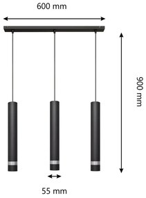 LED Luster na lanku TUBA 3xGU10/4,8W/230V čierna/chróm