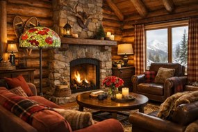 Stojacia lampa Tiffany Massive Ø50*170 kolekcia POPPY