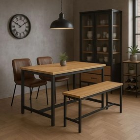 Loftový set nábytku do jedálne alebo kuchyne – stolík a 2 lavice