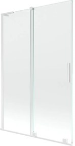 Mexen Velar L, 2-krídlová posuvná vaňová zástena 120 x 150 cm, 8mm číre sklo, biely profil, 896-120-003-01-20