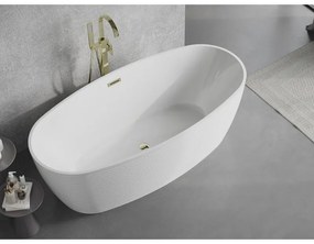 Mexen Lira, voľne stojaca vaňa, vzor, 170 × 80 cm, biela lesklá, zlatý lesklý prepad, 52831708000-50