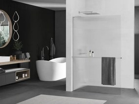 Mexen Kioto+ L, sprchová zástena Walk-In s poličkou a vešiakom 70 x 200 cm, 8mm sklo s rebrovým vzorom, chrómový profil, 800-070-123-01-09
