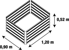 Vysoký záhon G21 Daisy 120 x 90 x 52 cm, kov,hnedý