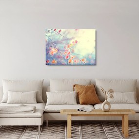 Sklenený obraz - Lístky v ľade (70x50 cm)