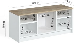 Skrinka na topánky London Sapphire Oak and White