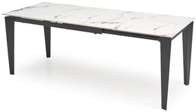 Rozkladací jedálenský stôl Felix 141/201 cm biely mramor/čierny