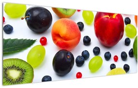 Obraz ovocia s kvapkami vody (120x50 cm)