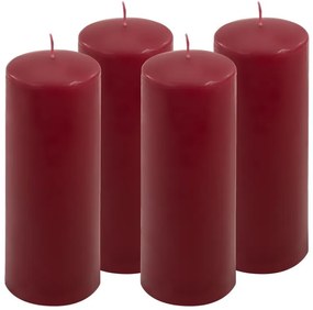 Sada stĺpových sviečok, 20 cm, Ø 7,5 cm, vínová, 4 ks