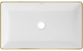 Mexen Nadia, umývadlo na dosku 620x355x115 mm, biela-zlatý okraj, 21616005