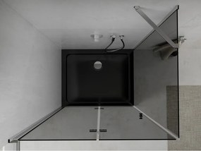 Mexen Lima, sprchový kút so skladacími dverami 90 (dvere) x 100 (stena) cm, 6mm šedé sklo, chrómový profil + slim sprchová vanička čierna + chrómový sifón, 856-090-100-01-40-4070
