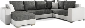 Rohová sedačka U s rozkladom a úložným priestorom Mariano P - čierna (Berlin 02) / biela (Soft 17)
