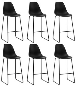 Barové stoličky 6 ks, čierne, plast