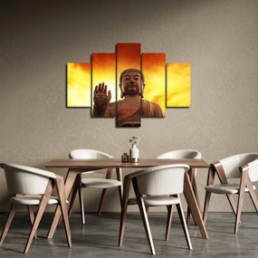 Obraz - Budha s červenožltým pozadím (150x105 cm)