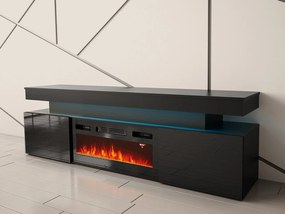 TV skrinka s krbom Lesteralo EF 2D 190 (čierna + lesk čierny) (s modrým LED osvetlením). Vlastná spoľahlivá doprava až k Vám domov. 1106180