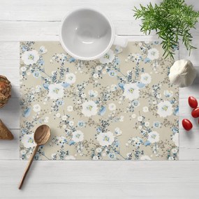 Biante Bavlnené prestieranie na stôl Sandra SA-552 Modré popínavé kvety na béžovom 35x45 cm
