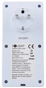 SOLIGHT vonkajšie denný časový spínač 230V/16A/IP44/3500W, biely