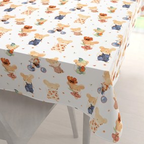Biante Detský bavlnený obdĺžnikový obrus Sandra SA-611 Hravé myšky na bielom 120x160 cm