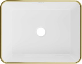 Mexen Catia, umývadlo na dosku 48x37x14 cm, biela lesklá-zlatý vzor, 21314809