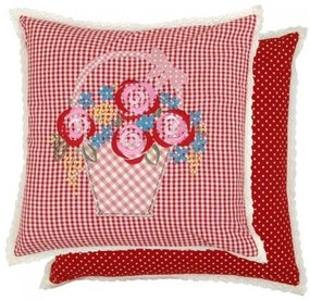 Povlak na vankúš Flower Basket red s výšivkou - 40 * 40cm