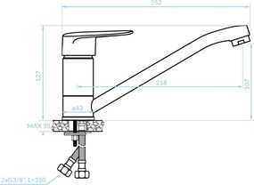 Kuchinox Sagra, stojanková drezová batéria, chrómová, LAV-BQR_060D
