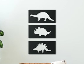 drevko 3-dielny detský obraz  Tri druhy dinosaurov Rozmer obrazu: 44,5 x 27 cm, Farba dekorácie: Čierna