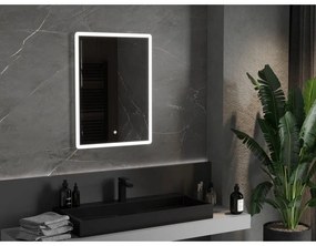 Mexen Navia, LED kúpeľňové zrkadlo s podsvietením 60 x 80 cm, 6000K, ochrana proti zahmlievaniu, 9803-060-080-611-00
