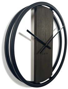 Dubové hodiny Loft Round kovové 50cm, z231 wenge