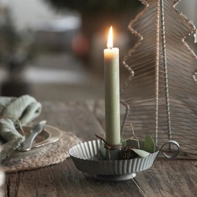 IB LAURSEN Kovový svietnik s uškom Grooved 13 cm