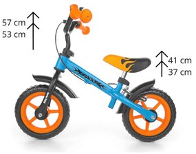 Detské odrážadlo kolo Dragon s brzdou orange-blue