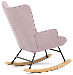 Autronic - Křeslo houpací, potah růžová látka, dřevěné nohy, masiv kaučukovník - AK-371 PINK2