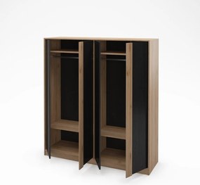 Šatníková skriňa v dekore duba v čierno-prírodnej farbe 180x197,5x53 cm Dennis – Marckeric