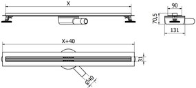 Mexen Flat nerezový sprchový žľab s rotačným 360° sifónom 100 cm, vzor SLIM, ružovo-zlatá, 1641100