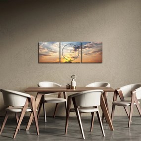 Obraz - Slony putujúce savanou (s hodinami) (90x30 cm)